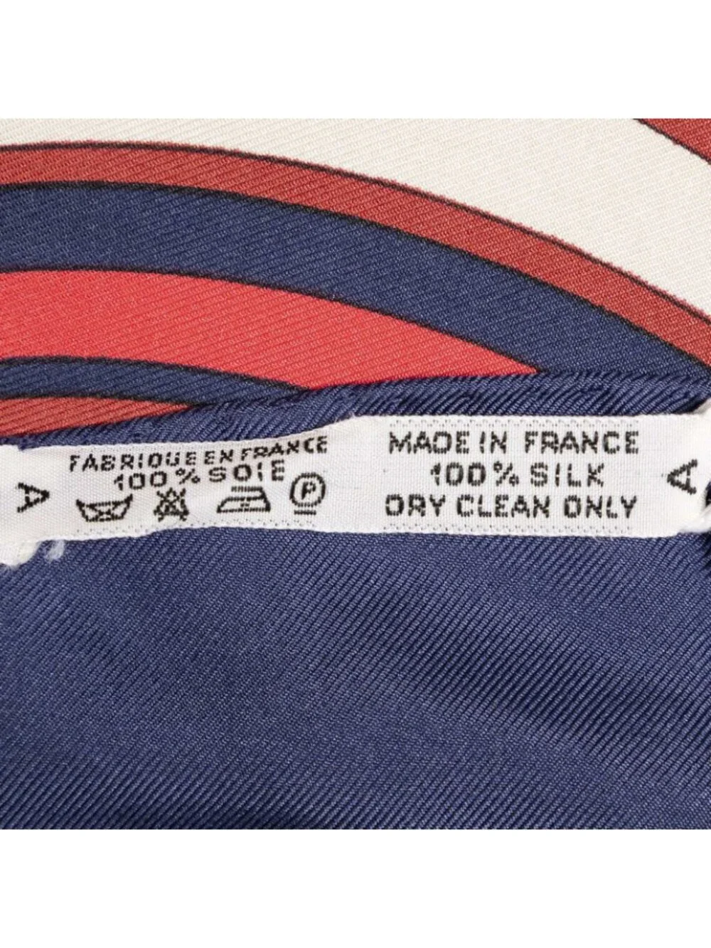 Hermes Scarf Navy Red 100% Gold Twill Silk
